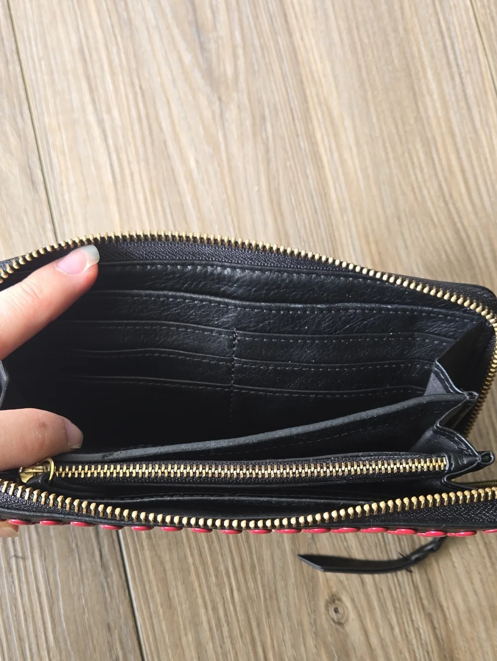 Fossil Full Zip Multicolor Studded Leather Wallet